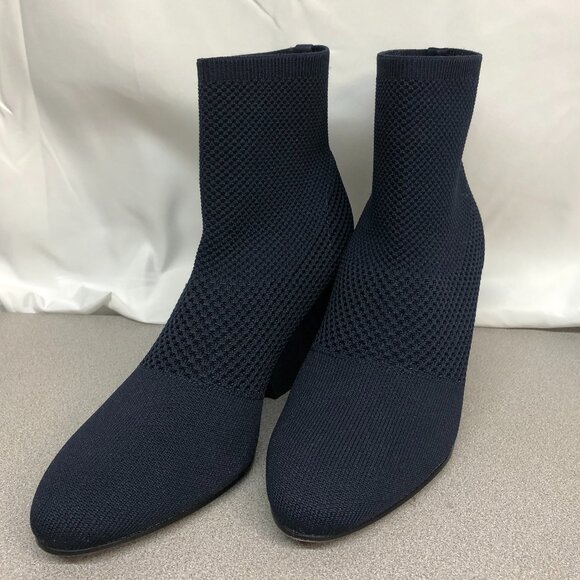 Eileen Fisher Navy Purl Stretch Knit Bootie Ladies Size 10  ** - Picture 1 of 9